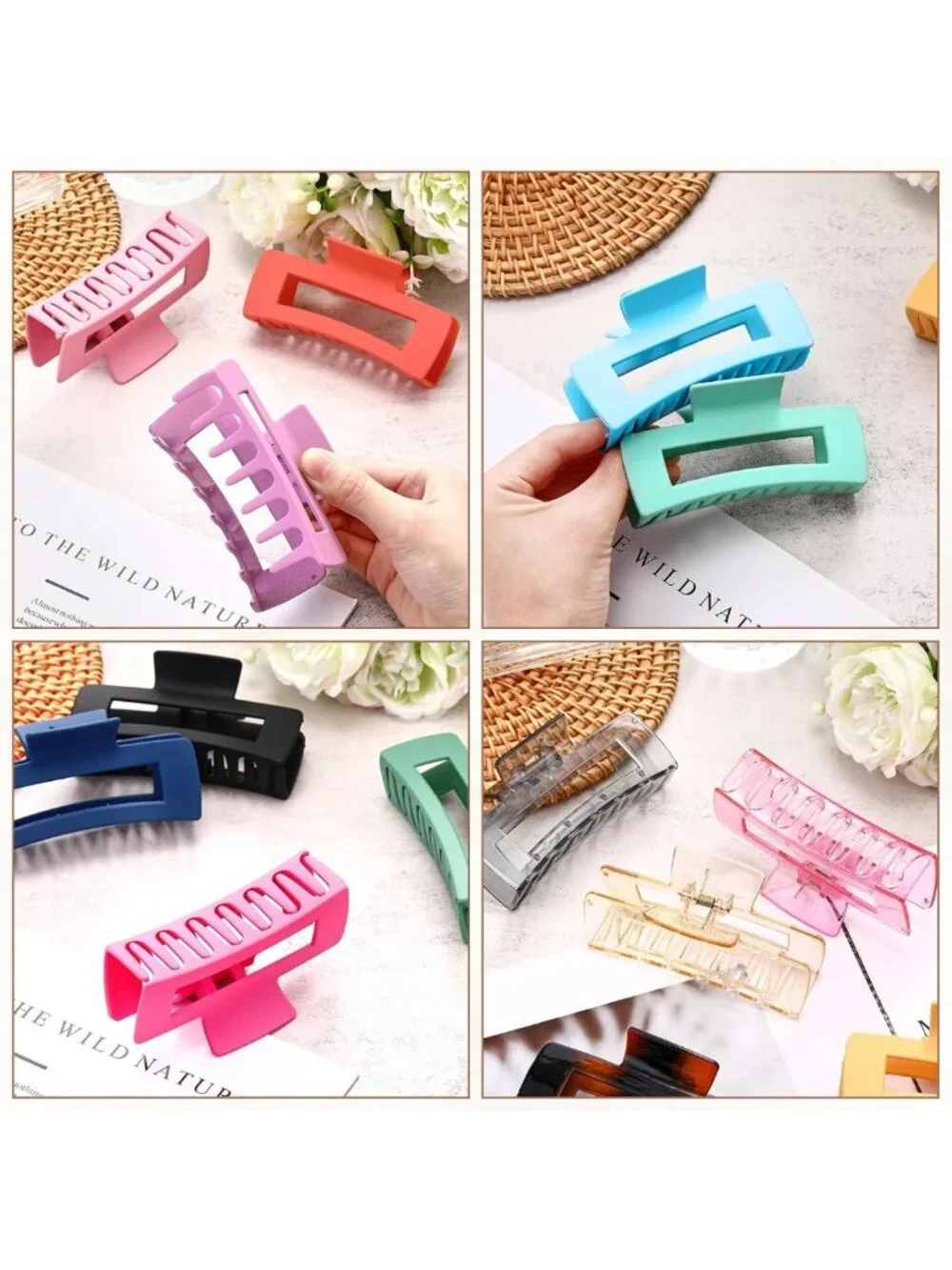36 Pcs Large Matte Hair Claw Clips - Non-Slip Grip, 18 Colors for Thick Hair